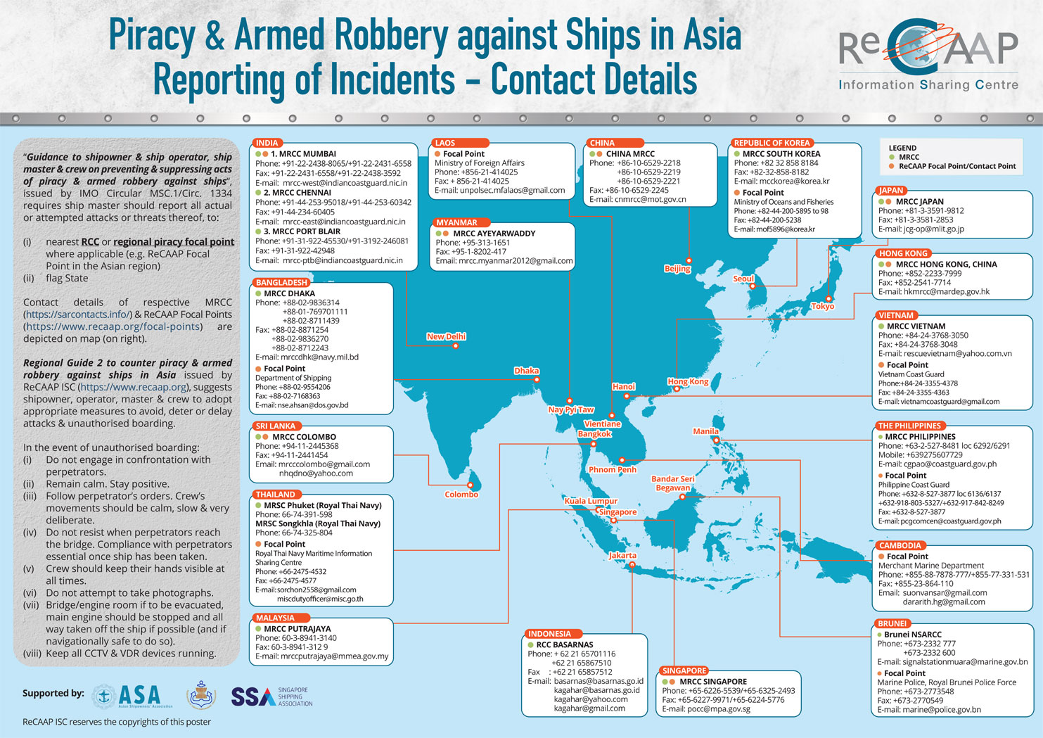 Piracy & Armed Robbery against Ships in Asia<br/>Reporting of Incidents – Contact Details
